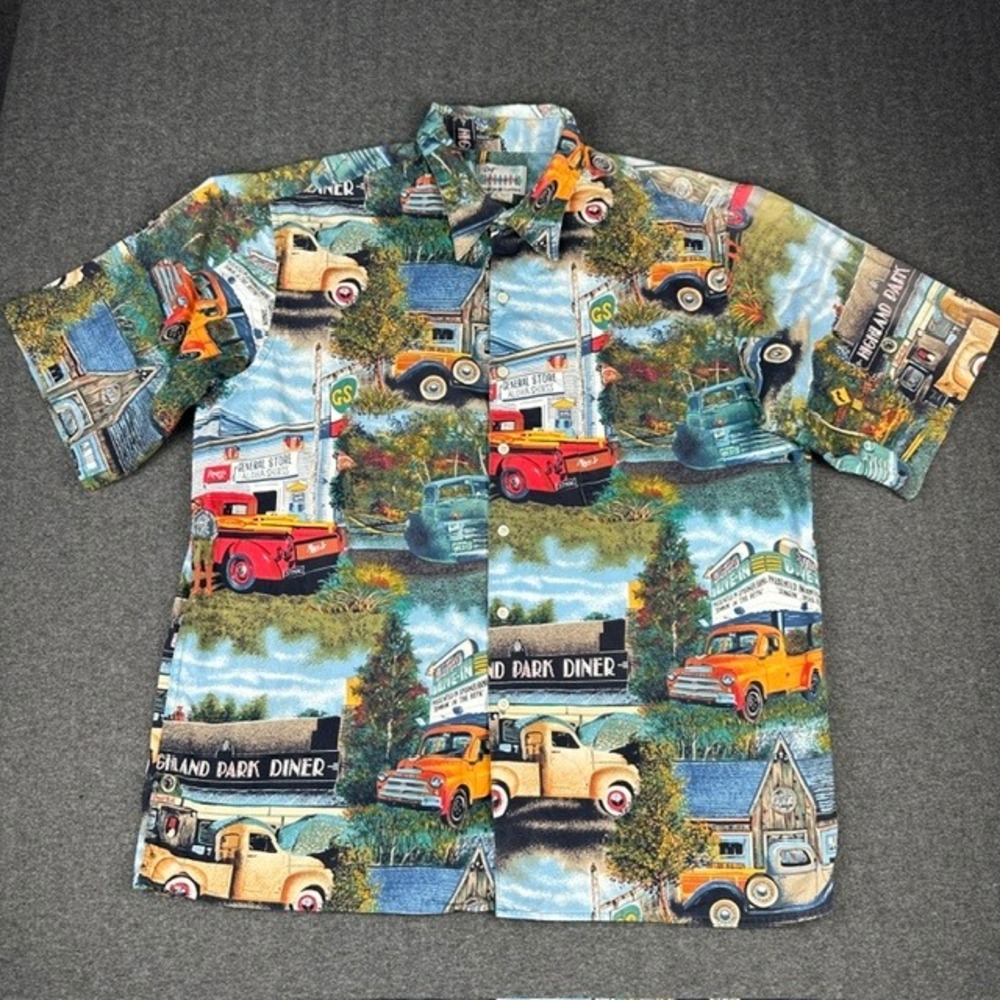 Reyn Spooner American Classics Mens Large Vintage Truck Diner Cotton Aloha Shirt